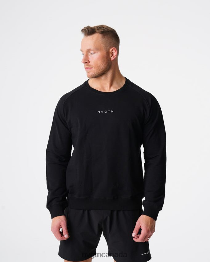 NVGTN Tops Men Crew Neck Sweatshirt Black HJXFTJ790