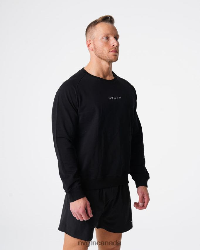 NVGTN Tops Men Crew Neck Sweatshirt Black HJXFTJ790