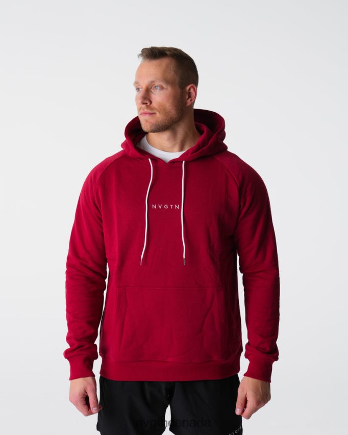 NVGTN Tops Men Lounge Hoodie Crimson HJXFTJ787