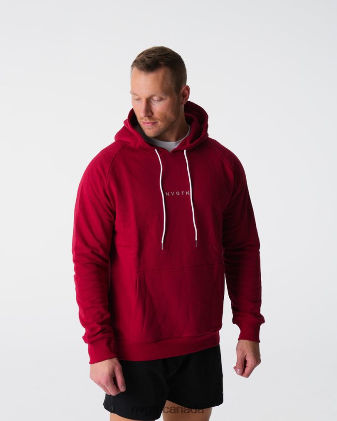 NVGTN Tops Men Lounge Hoodie Crimson HJXFTJ787