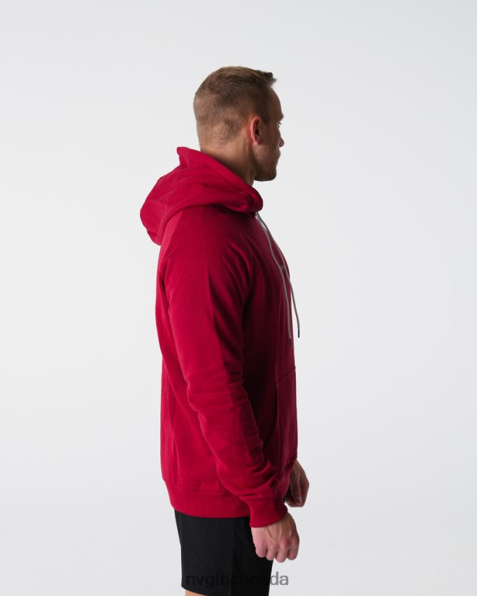 NVGTN Tops Men Lounge Hoodie Crimson HJXFTJ787