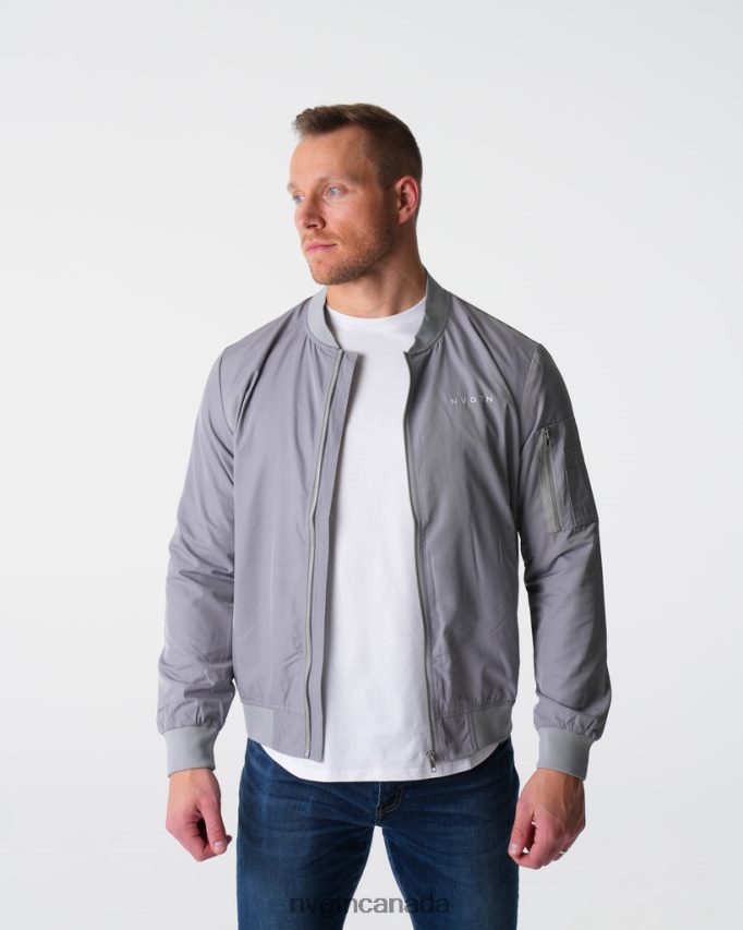 NVGTN Tops Men Bomber Jacket Grey HJXFTJ783