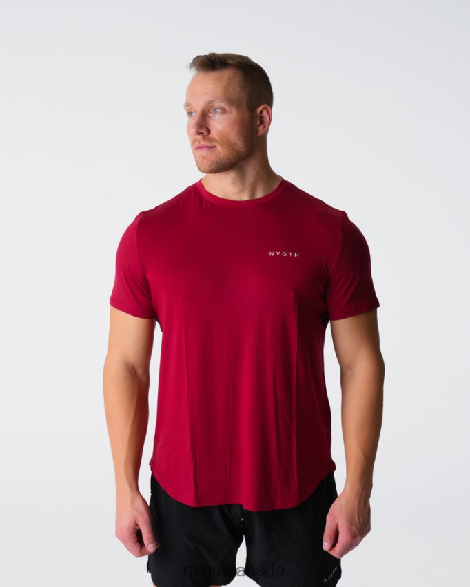 NVGTN Tops Men Tech Fitted Tee Crimson HJXFTJ764