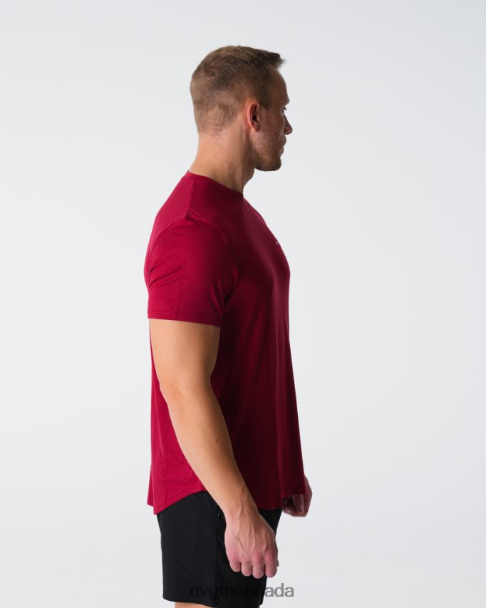 NVGTN Tops Men Tech Fitted Tee Crimson HJXFTJ764