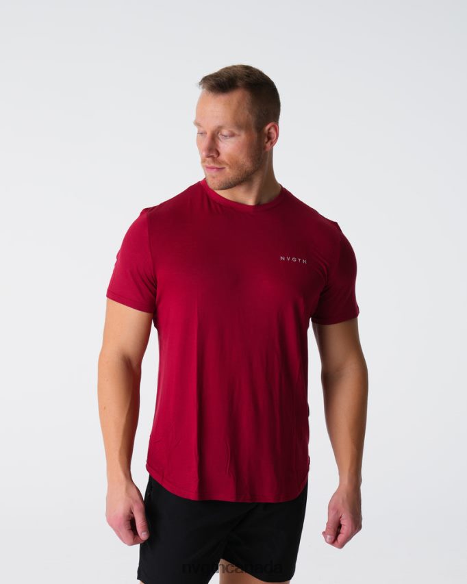 NVGTN Tops Men Tech Fitted Tee Crimson HJXFTJ764