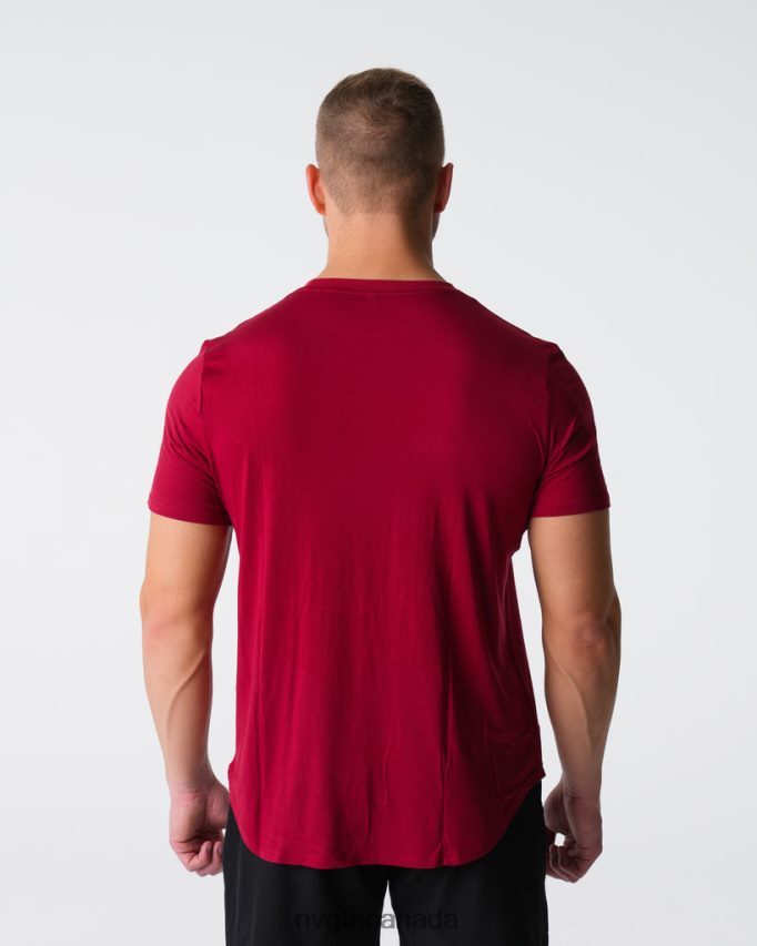 NVGTN Tops Men Tech Fitted Tee Crimson HJXFTJ764