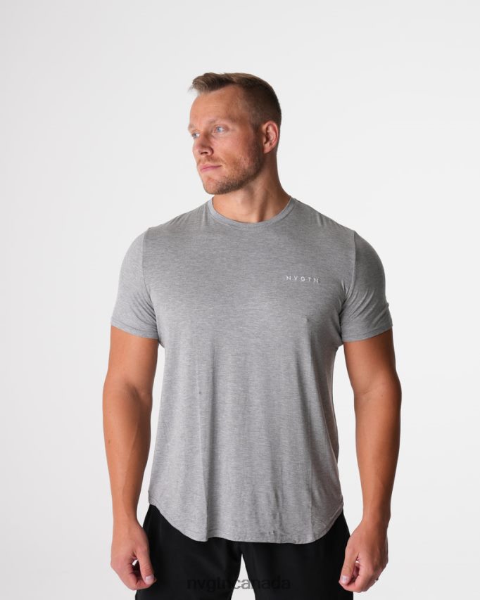 NVGTN Tops Men Tech Fitted Tee Grey HJXFTJ759