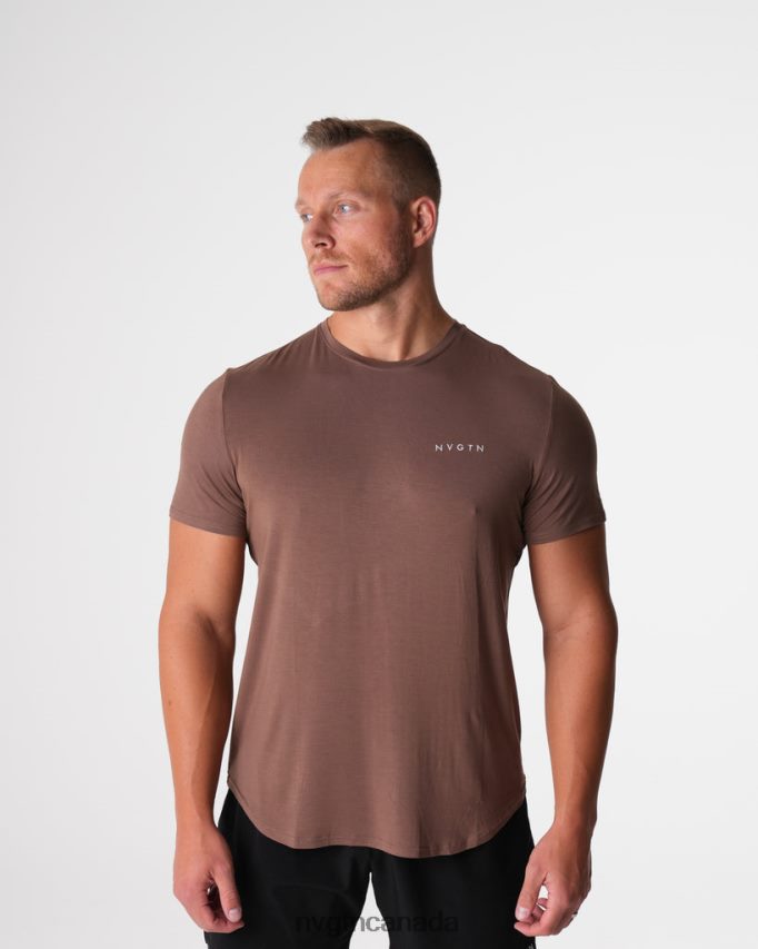 NVGTN Tops Men Tech Fitted Tee Mocha HJXFTJ762