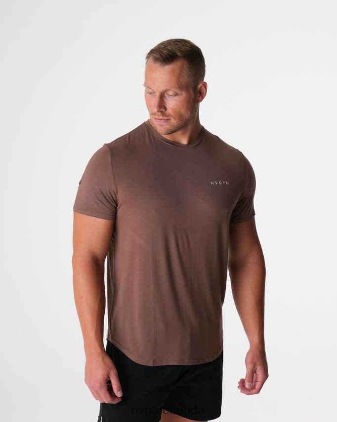 NVGTN Tops Men Tech Fitted Tee Mocha HJXFTJ762
