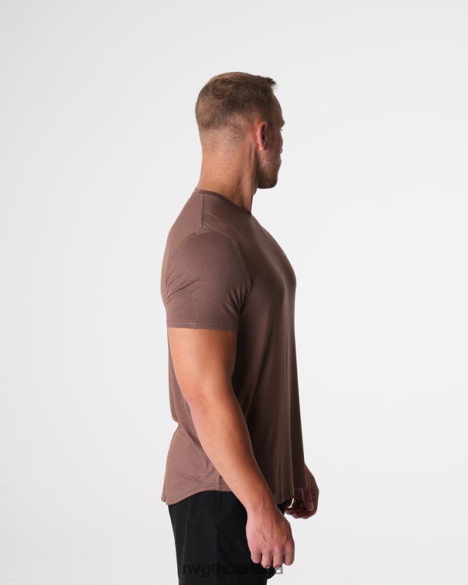NVGTN Tops Men Tech Fitted Tee Mocha HJXFTJ762