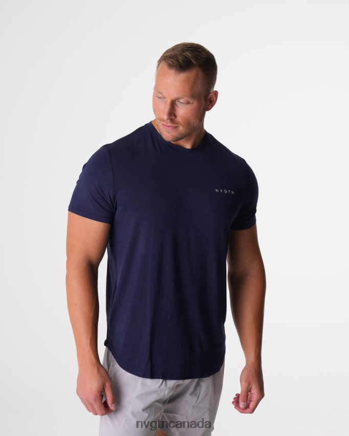 NVGTN Tops Men Tech Fitted Tee Navy HJXFTJ760