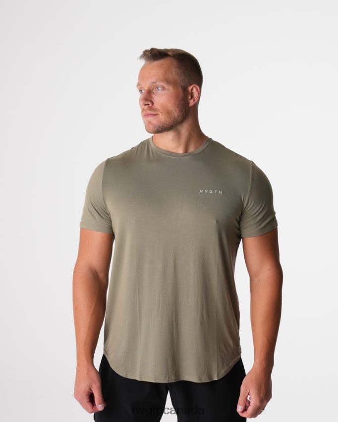 NVGTN Tops Men Tech Fitted Tee Sage Green HJXFTJ761