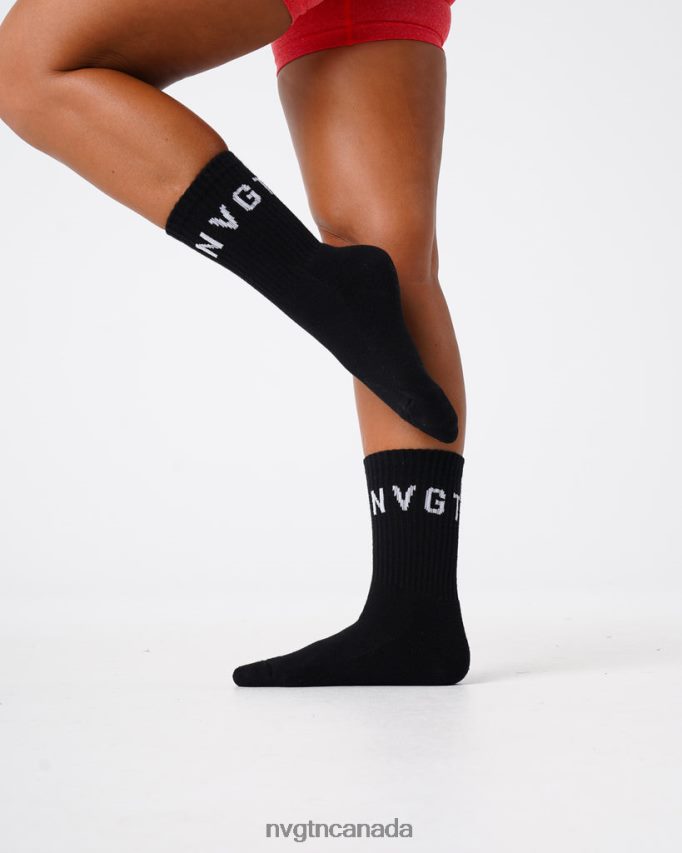 NVGTN Fitness Women Crew Socks Black HJXFTJ713