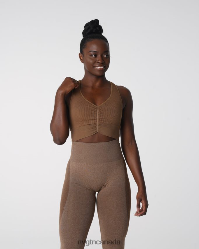 NVGTN Fitness Women Cinched Seamless Bra Mocha HJXFTJ156