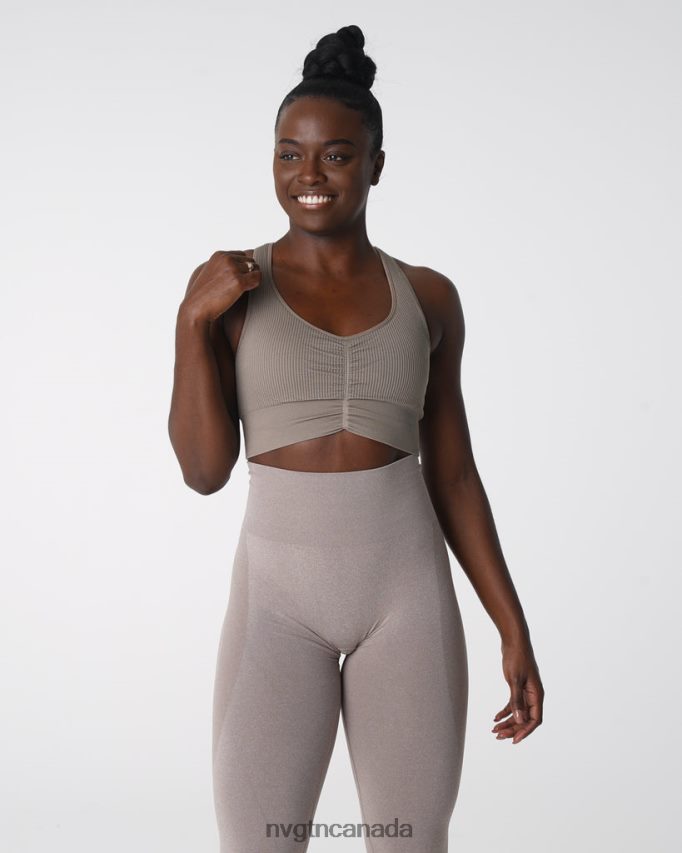 NVGTN Fitness Women Cinched Seamless Bra Taupe HJXFTJ157