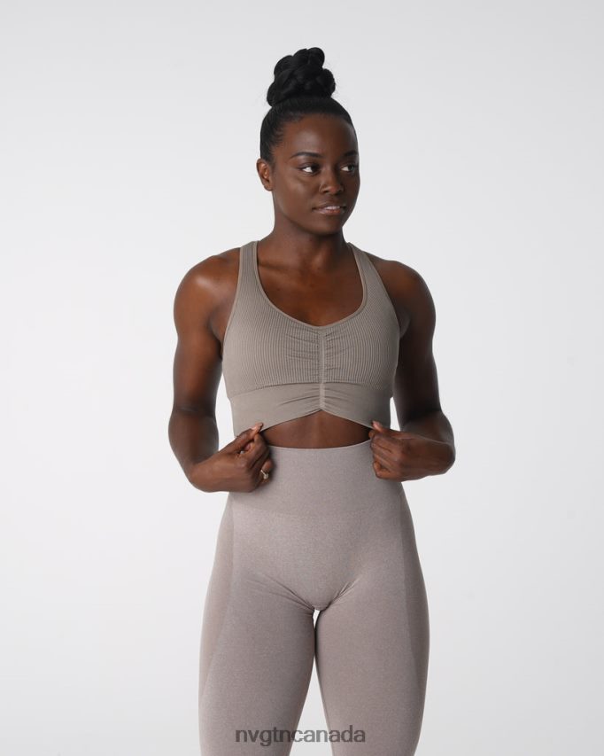 NVGTN Fitness Women Cinched Seamless Bra Taupe HJXFTJ157