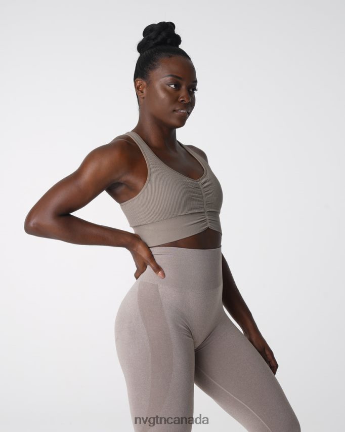 NVGTN Fitness Women Cinched Seamless Bra Taupe HJXFTJ157