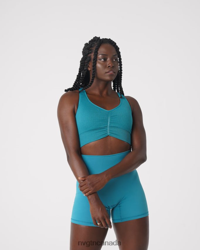 NVGTN Fitness Women Cinched Seamless Bra Teal HJXFTJ208