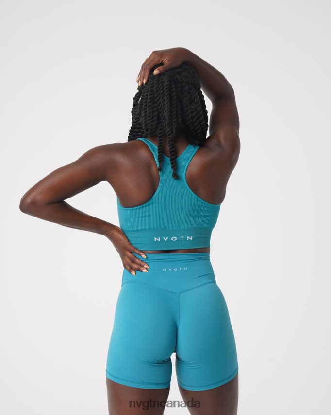 NVGTN Fitness Women Cinched Seamless Bra Teal HJXFTJ208