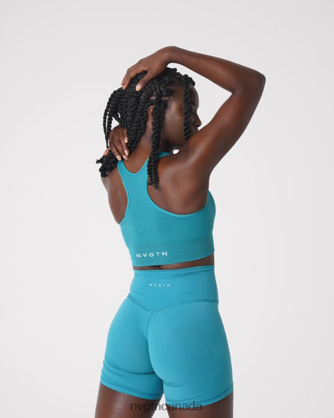 NVGTN Fitness Women Cinched Seamless Bra Teal HJXFTJ208