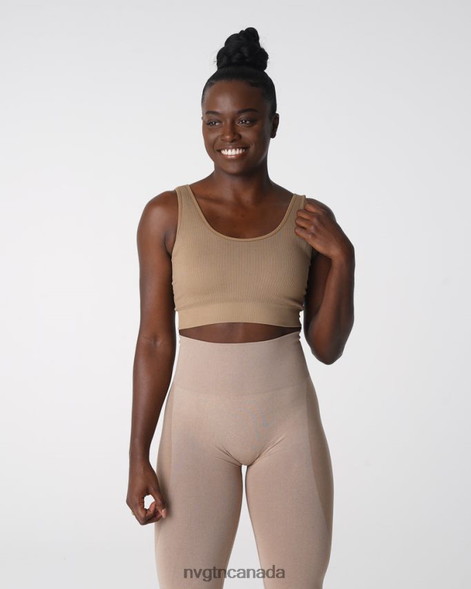 NVGTN Fitness Women Desire Ribbed Seamless Bra Beige HJXFTJ141