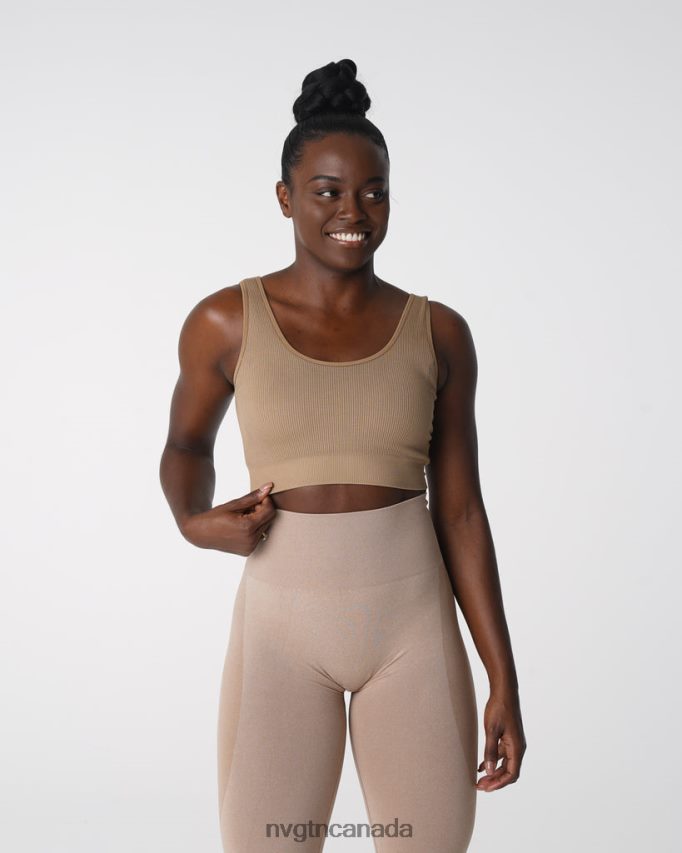 NVGTN Fitness Women Desire Ribbed Seamless Bra Beige HJXFTJ141