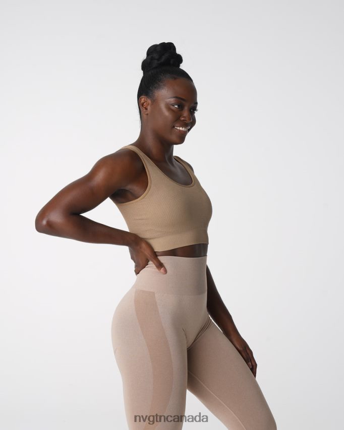 NVGTN Fitness Women Desire Ribbed Seamless Bra Beige HJXFTJ141