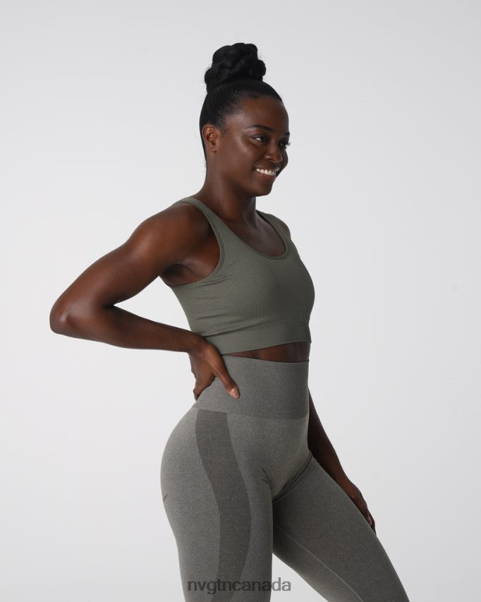 NVGTN Fitness Women Desire Ribbed Seamless Bra Khaki Green HJXFTJ142