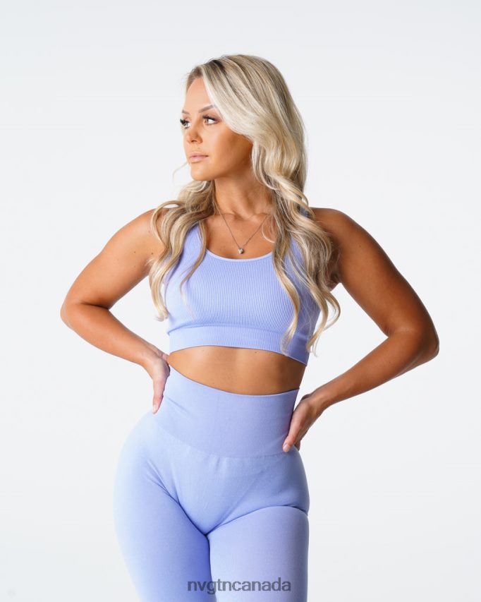 NVGTN Fitness Women Desire Ribbed Seamless Bra Periwinkle HJXFTJ197