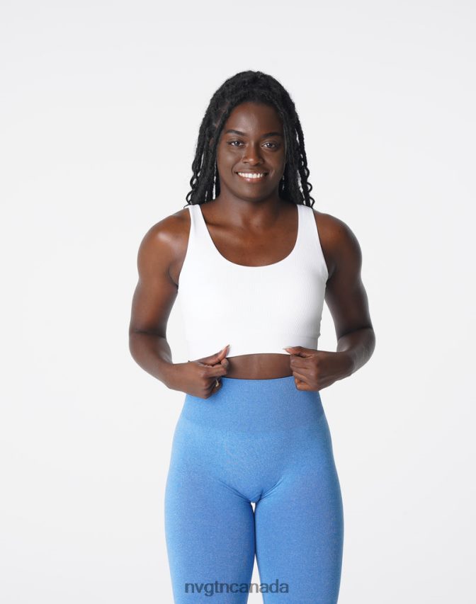 NVGTN Fitness Women Desire Ribbed Seamless Bra White HJXFTJ195