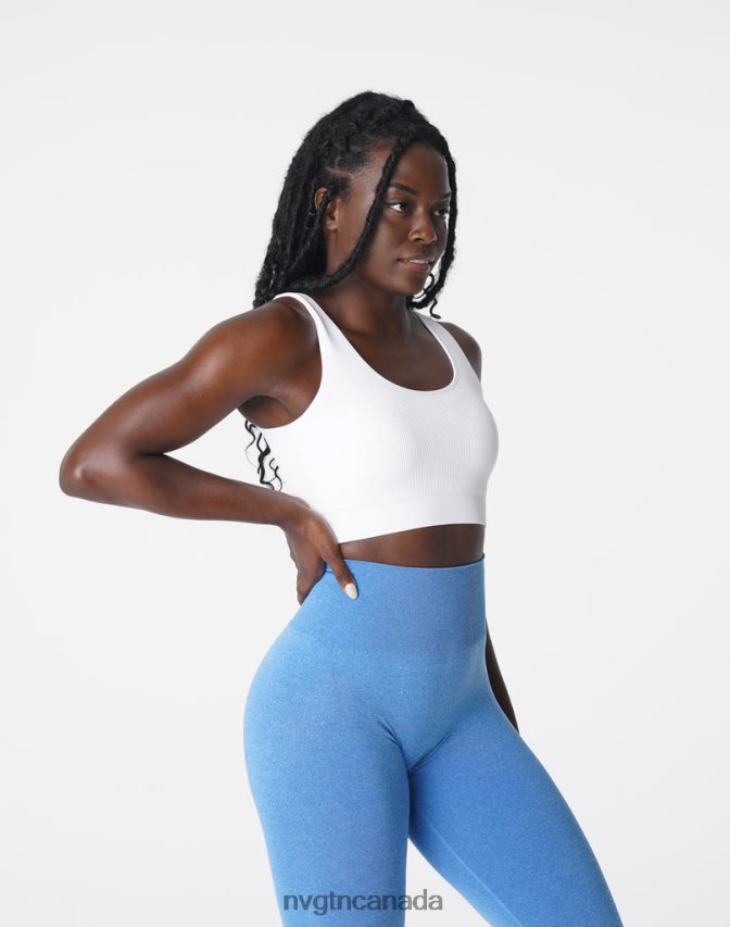 NVGTN Fitness Women Desire Ribbed Seamless Bra White HJXFTJ195