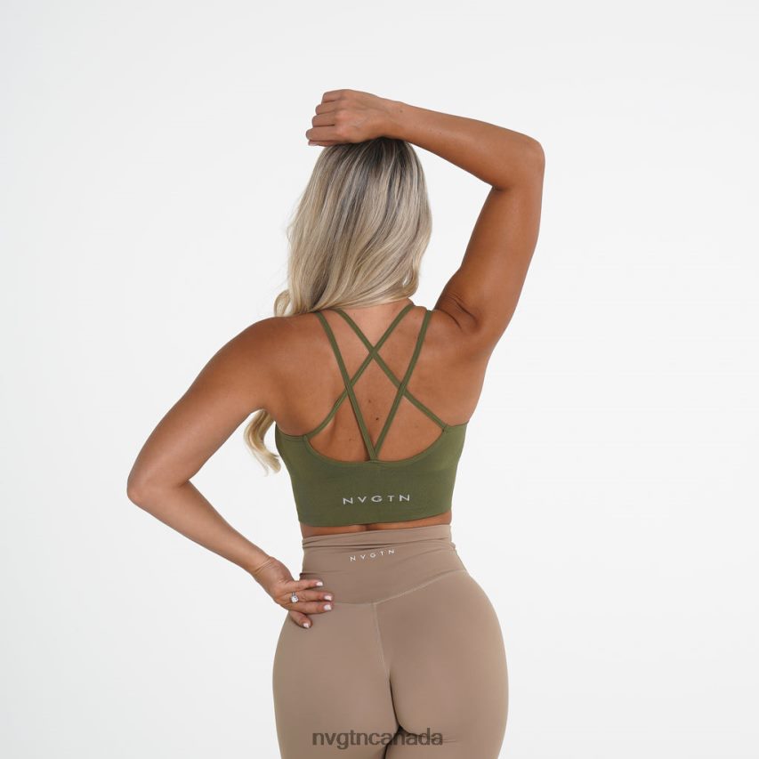 NVGTN Fitness Women Flourish Seamless Bra Khaki Green HJXFTJ240