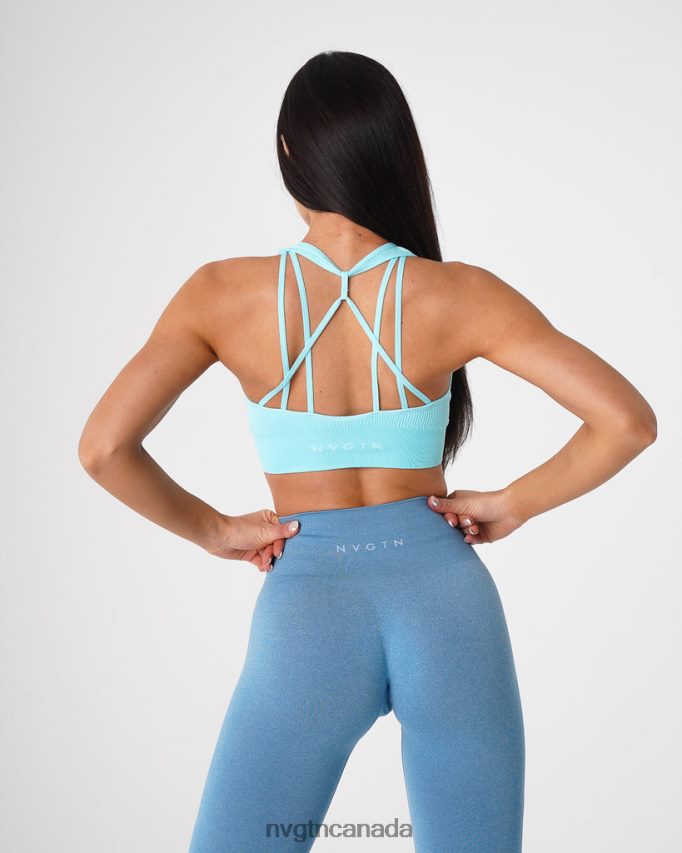 NVGTN Fitness Women Galaxy Ribbed Seamless Bra Aqua HJXFTJ67
