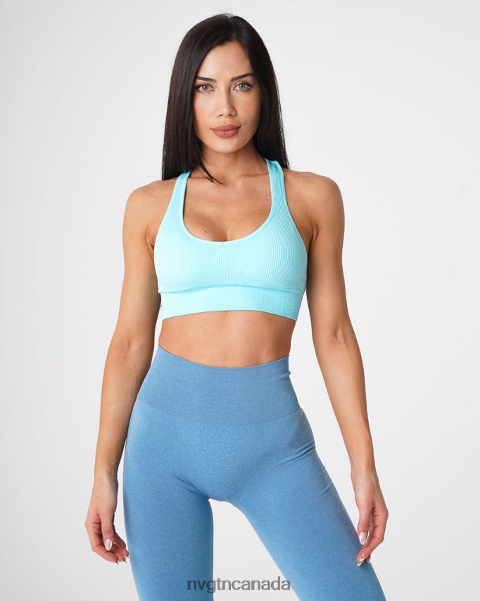 NVGTN Fitness Women Galaxy Ribbed Seamless Bra Aqua HJXFTJ67