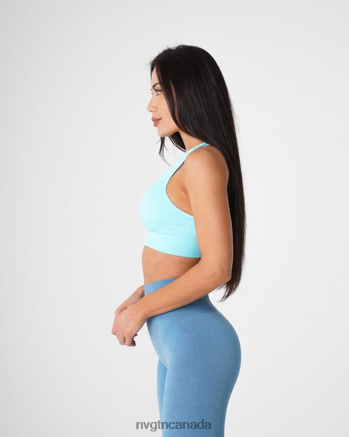 NVGTN Fitness Women Galaxy Ribbed Seamless Bra Aqua HJXFTJ67