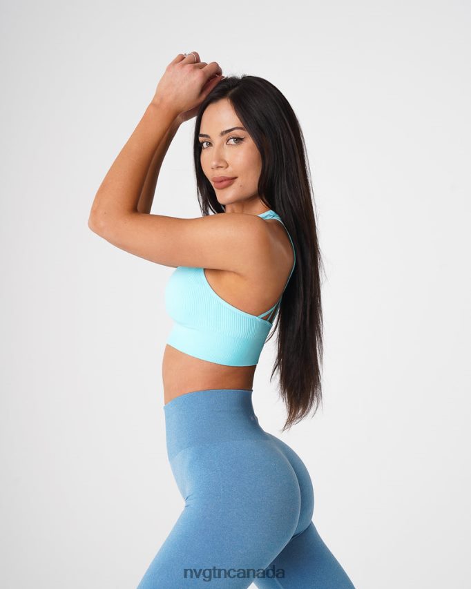 NVGTN Fitness Women Galaxy Ribbed Seamless Bra Aqua HJXFTJ67