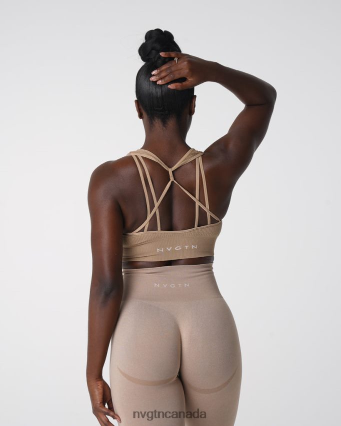 NVGTN Fitness Women Galaxy Ribbed Seamless Bra Beige HJXFTJ160