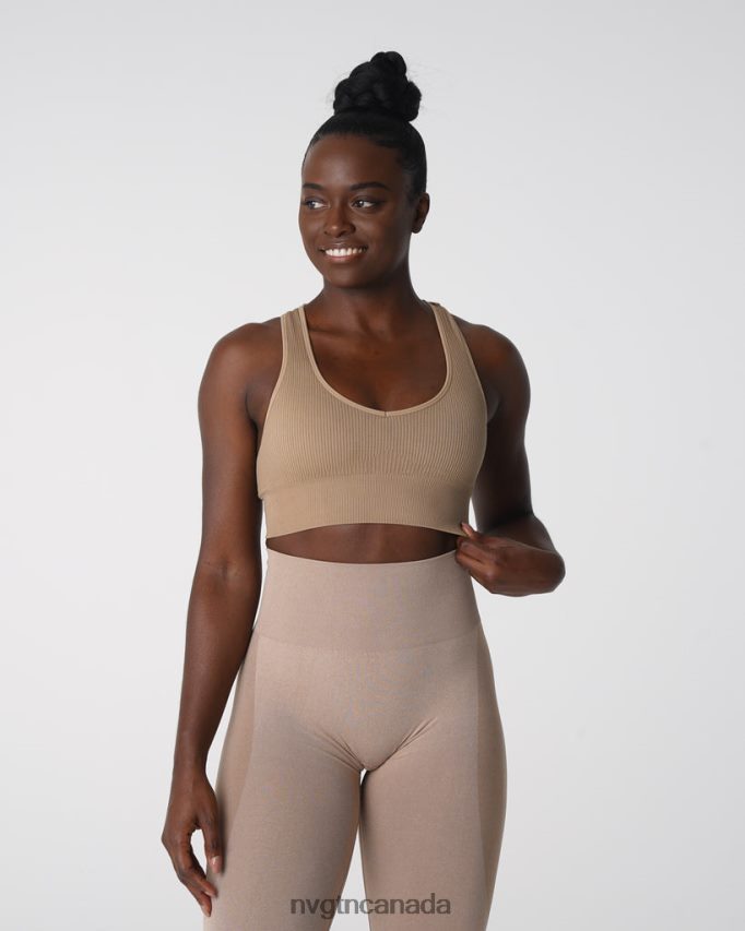 NVGTN Fitness Women Galaxy Ribbed Seamless Bra Beige HJXFTJ160
