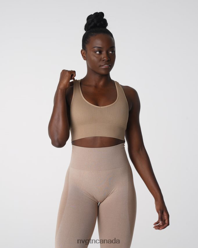 NVGTN Fitness Women Galaxy Ribbed Seamless Bra Beige HJXFTJ160