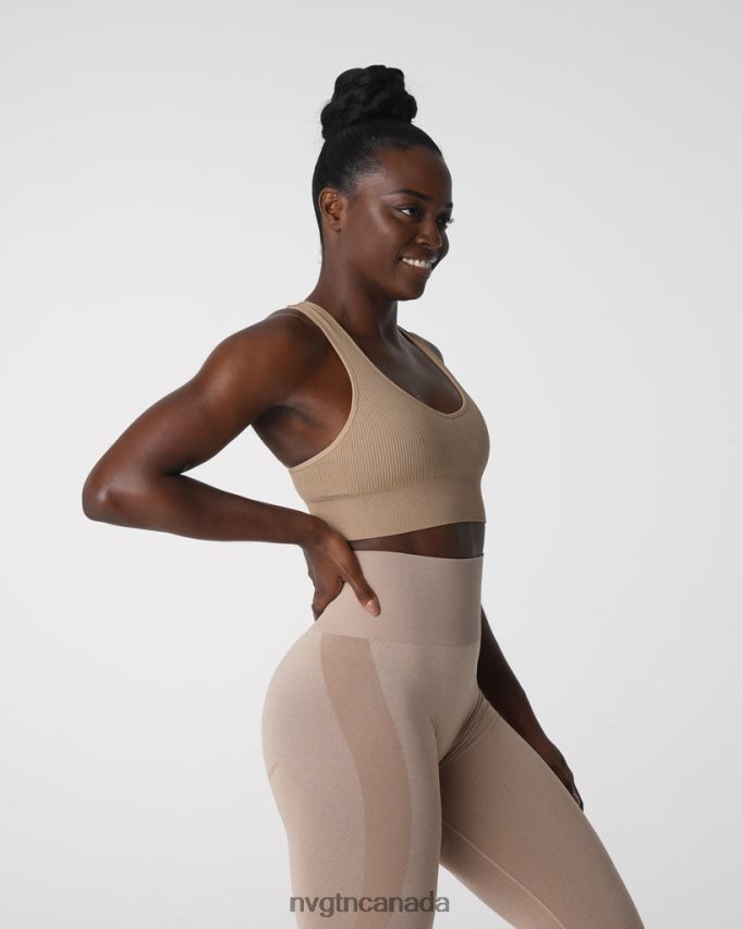 NVGTN Fitness Women Galaxy Ribbed Seamless Bra Beige HJXFTJ160