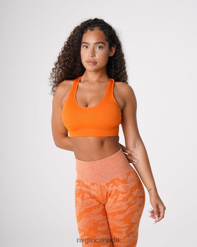 NVGTN Fitness Women Galaxy Ribbed Seamless Bra Burnt Orange HJXFTJ66