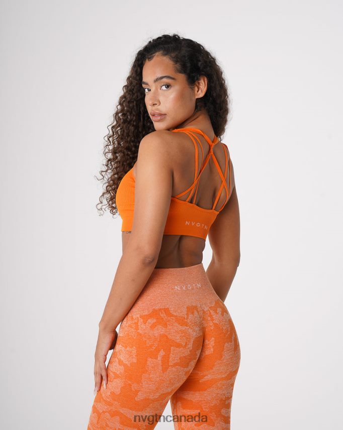 NVGTN Fitness Women Galaxy Ribbed Seamless Bra Burnt Orange HJXFTJ66