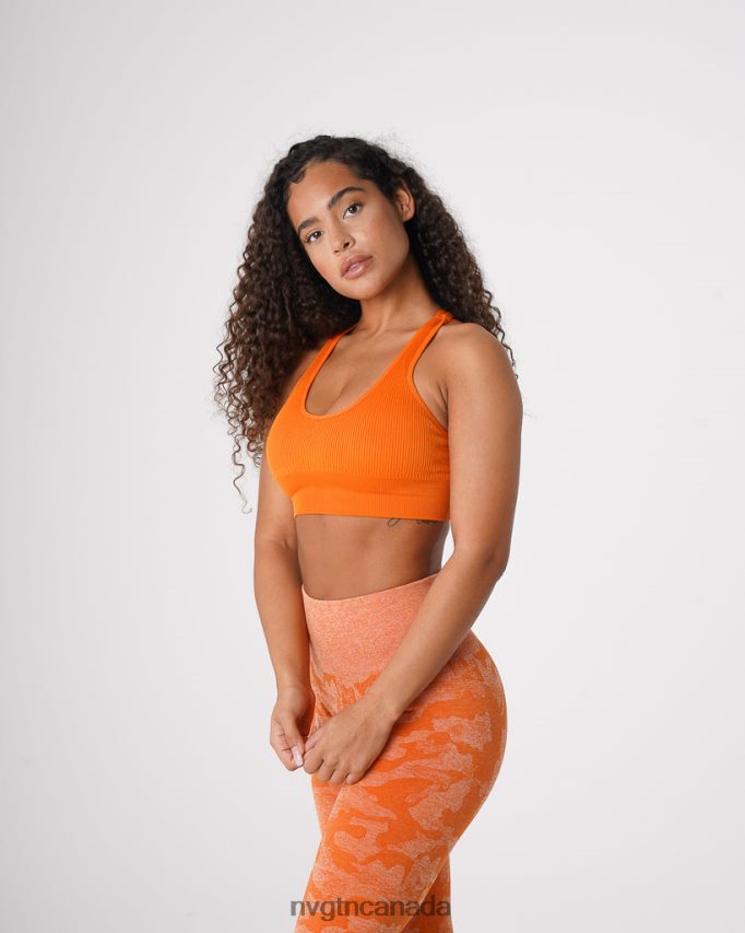 NVGTN Fitness Women Galaxy Ribbed Seamless Bra Burnt Orange HJXFTJ66