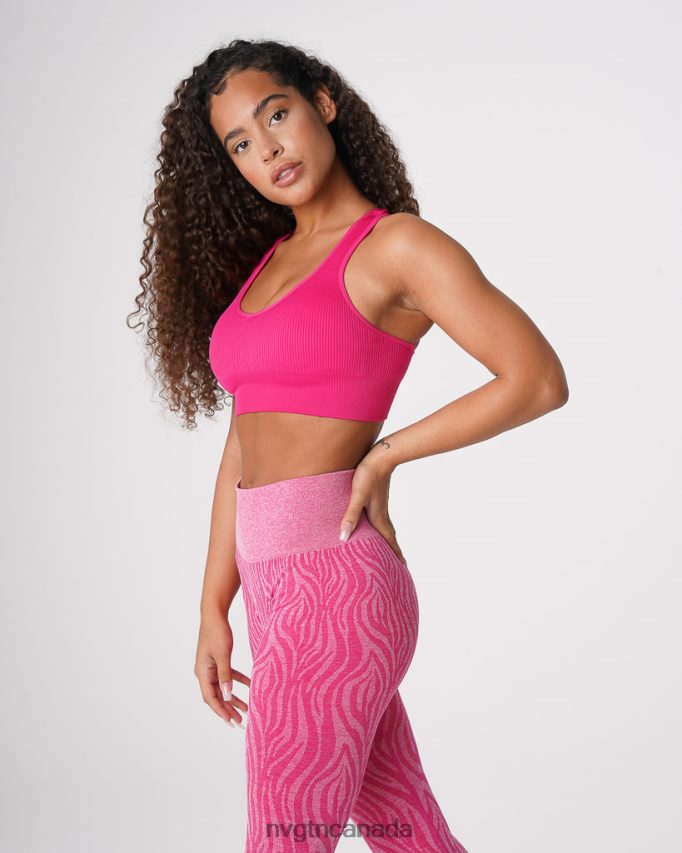 NVGTN Fitness Women Galaxy Ribbed Seamless Bra Fuchsia HJXFTJ64