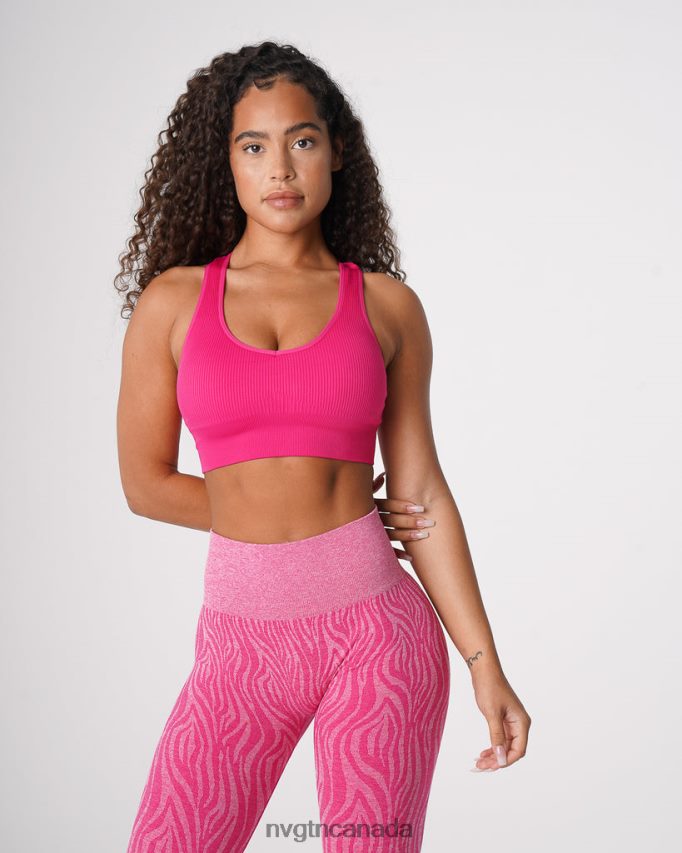 NVGTN Fitness Women Galaxy Ribbed Seamless Bra Fuchsia HJXFTJ64