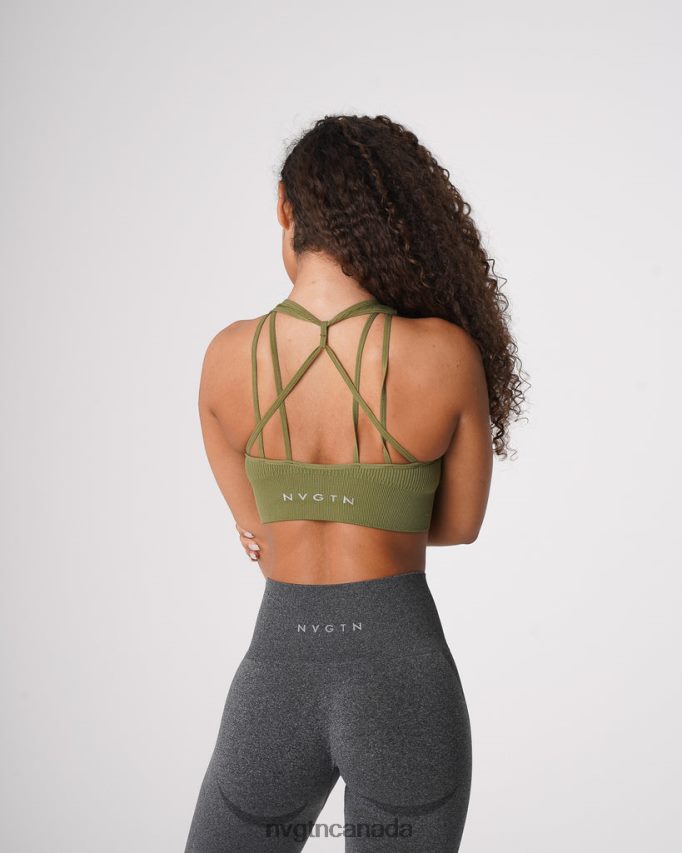 NVGTN Fitness Women Galaxy Ribbed Seamless Bra Khaki Green HJXFTJ243
