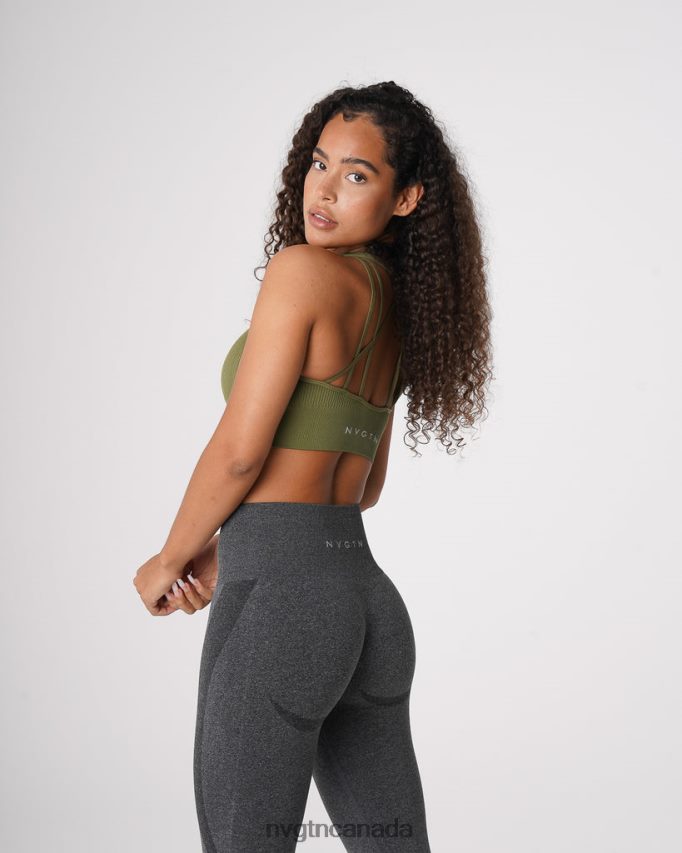 NVGTN Fitness Women Galaxy Ribbed Seamless Bra Khaki Green HJXFTJ243