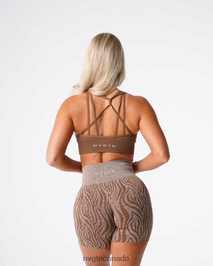 NVGTN Fitness Women Galaxy Ribbed Seamless Bra Mocha HJXFTJ63
