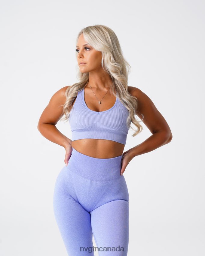 NVGTN Fitness Women Galaxy Ribbed Seamless Bra Periwinkle HJXFTJ61