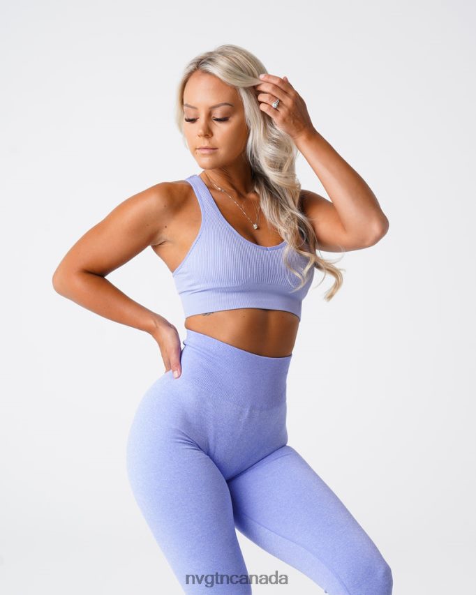 NVGTN Fitness Women Galaxy Ribbed Seamless Bra Periwinkle HJXFTJ61
